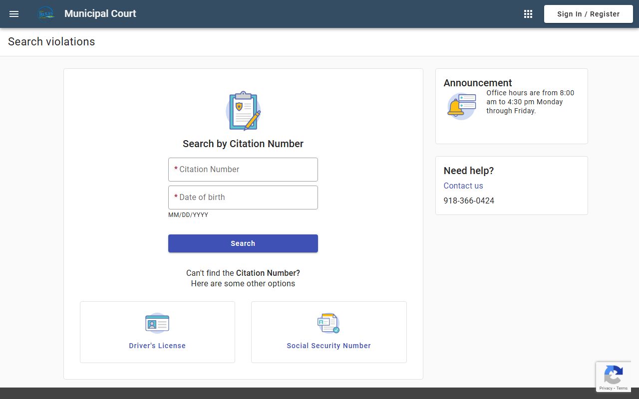 Bixby Municipal Court citation search background check