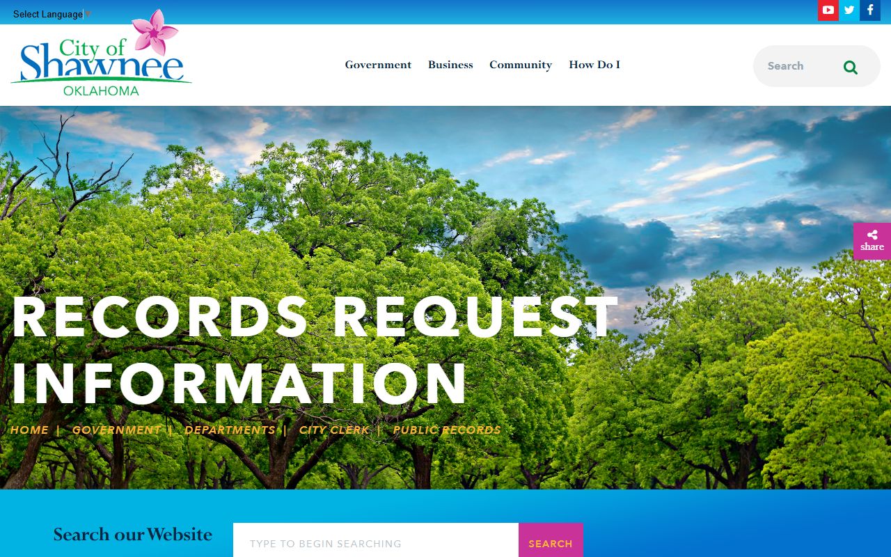 Shawnee City Clerk public records background check