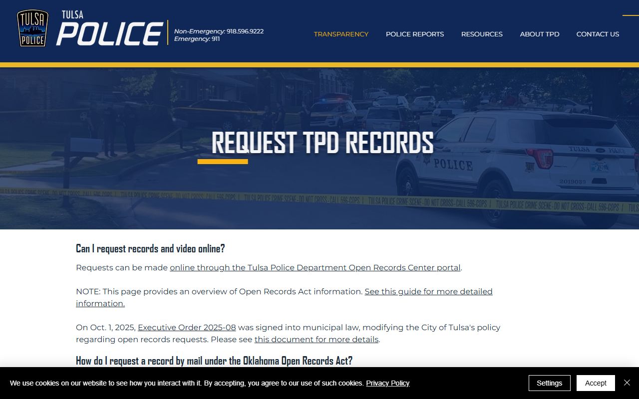Tulsa Police Department open records for background check