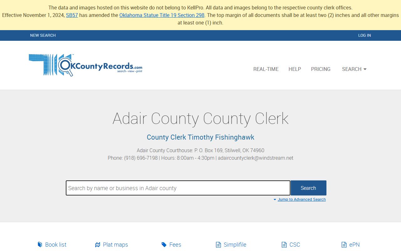 Adair County land records search for background check