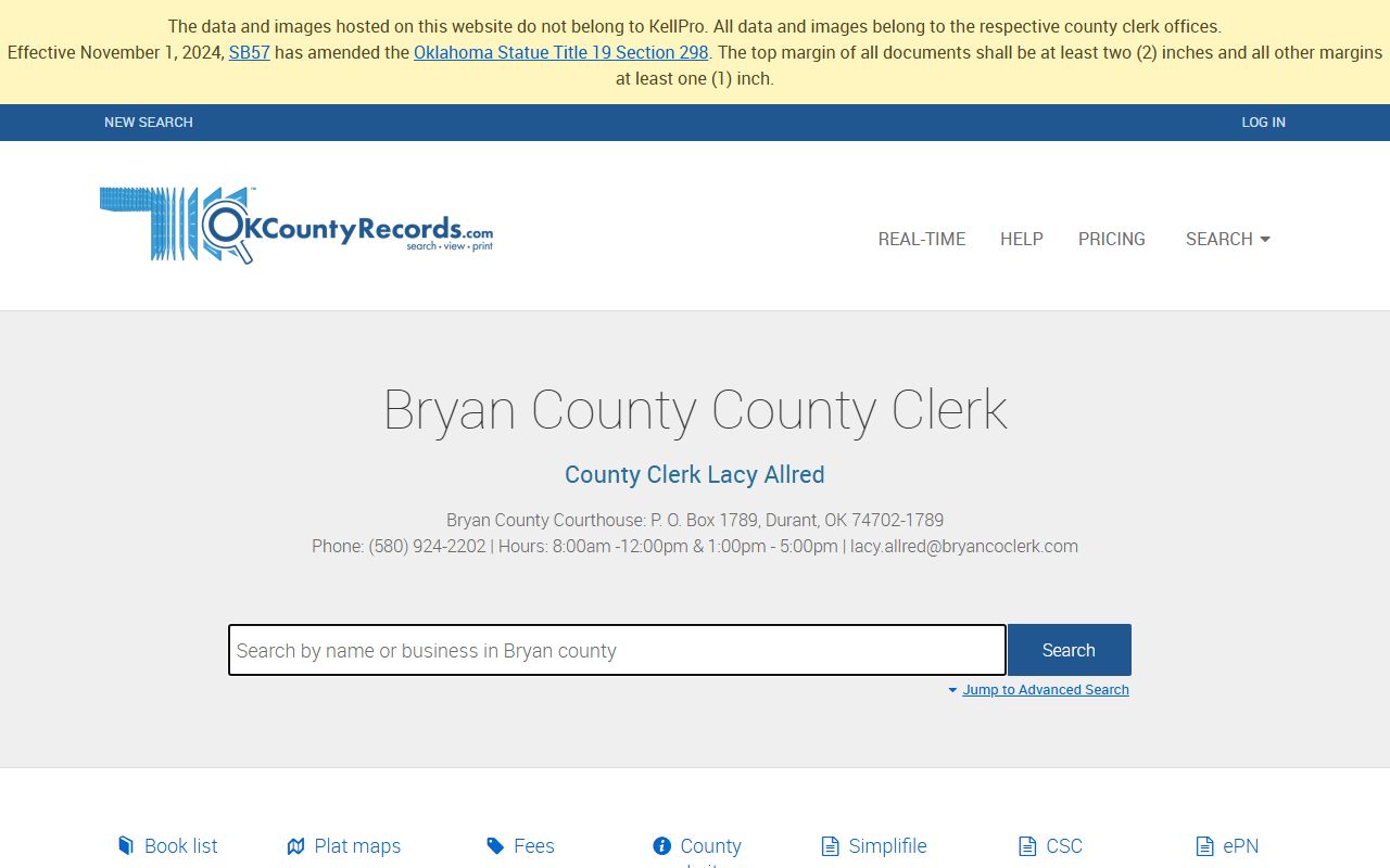 Bryan County land records search for background check