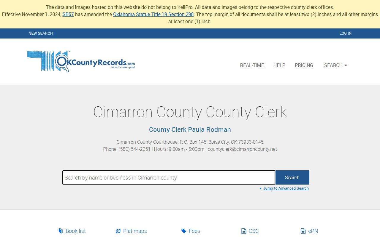 Cimarron County land records background check search