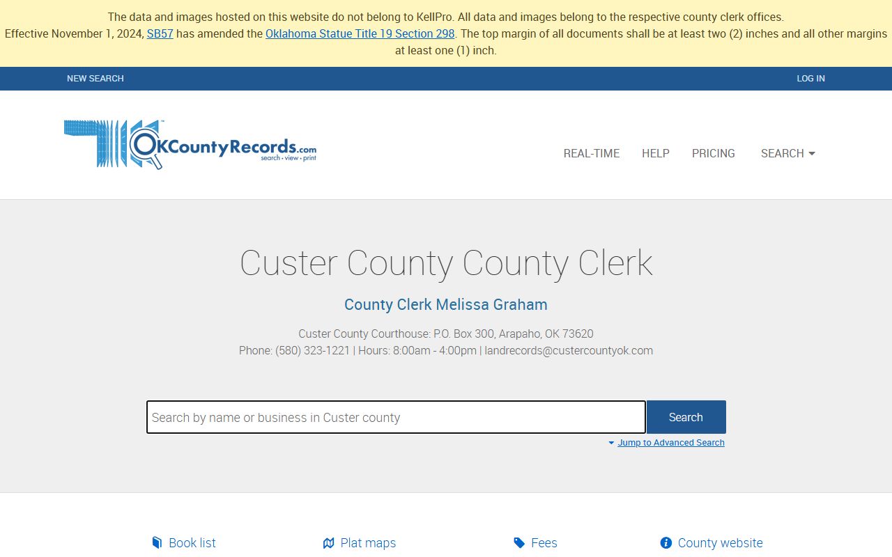 Custer County Clerk land records background check search