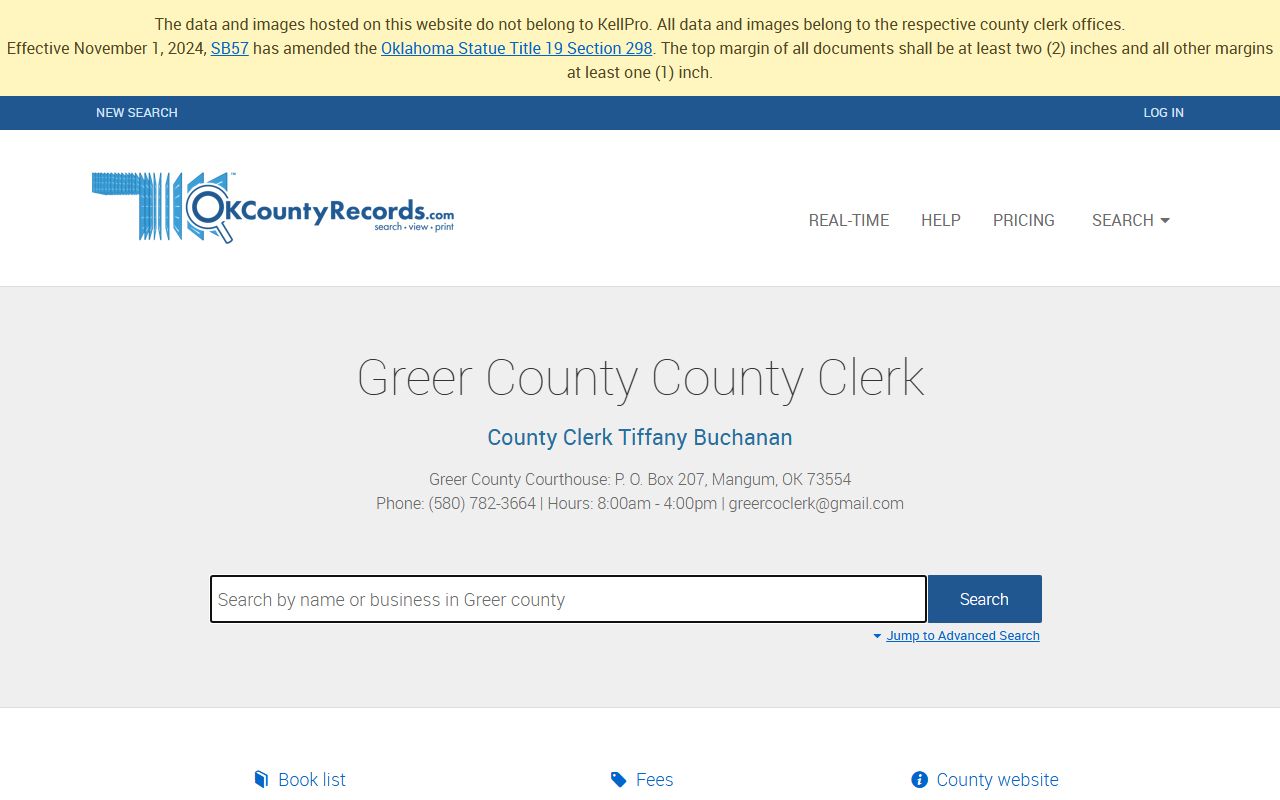 Greer County land records search for background check