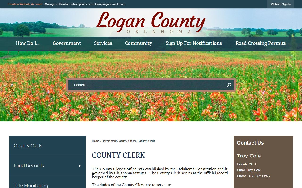Logan County Clerk land records for background check