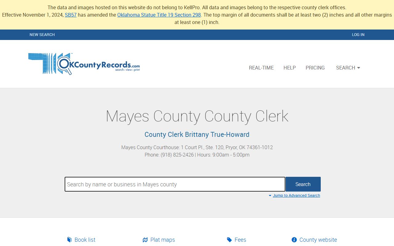 Mayes County land records search for background check