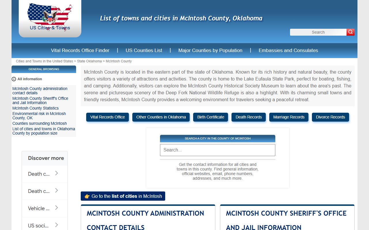 McIntosh County Clerk information for background check