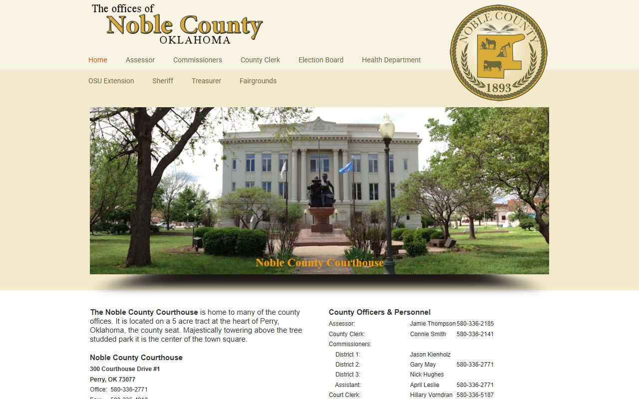 Noble County official website background check records