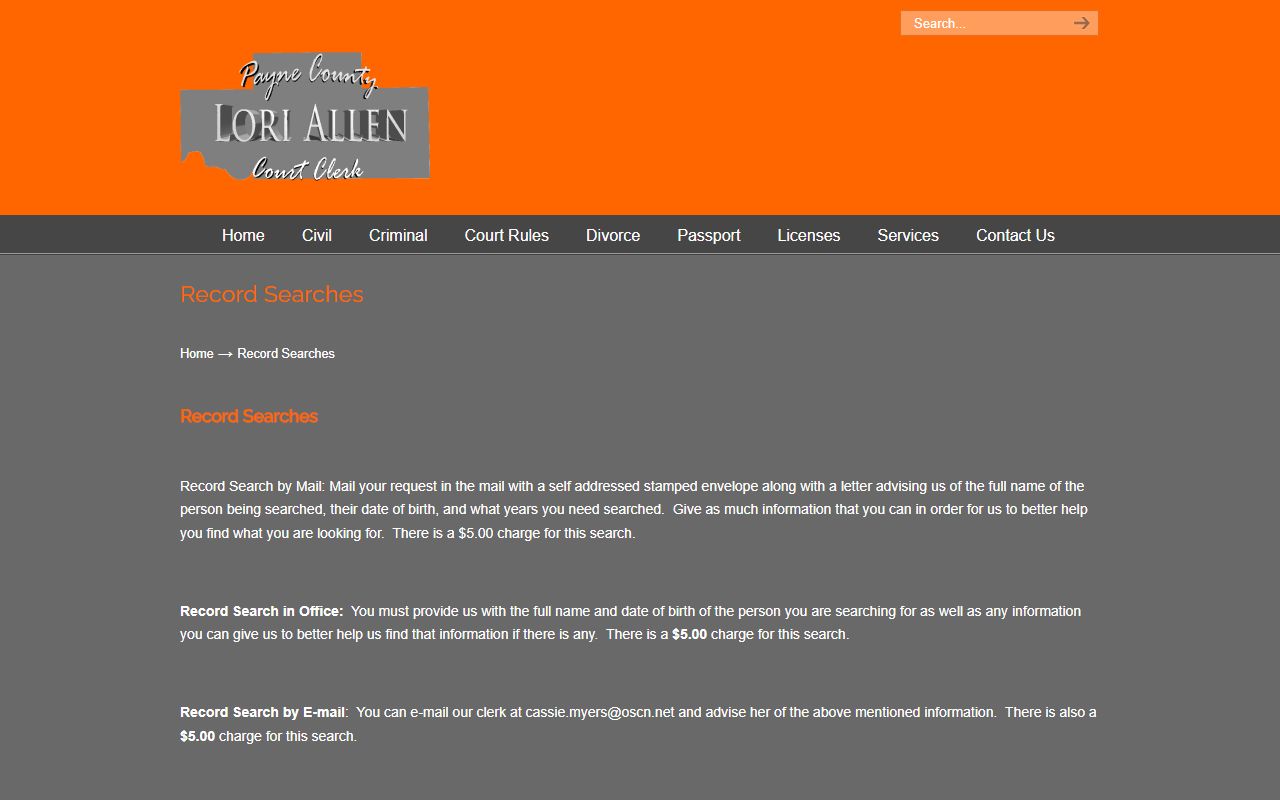 Payne County record searches background check