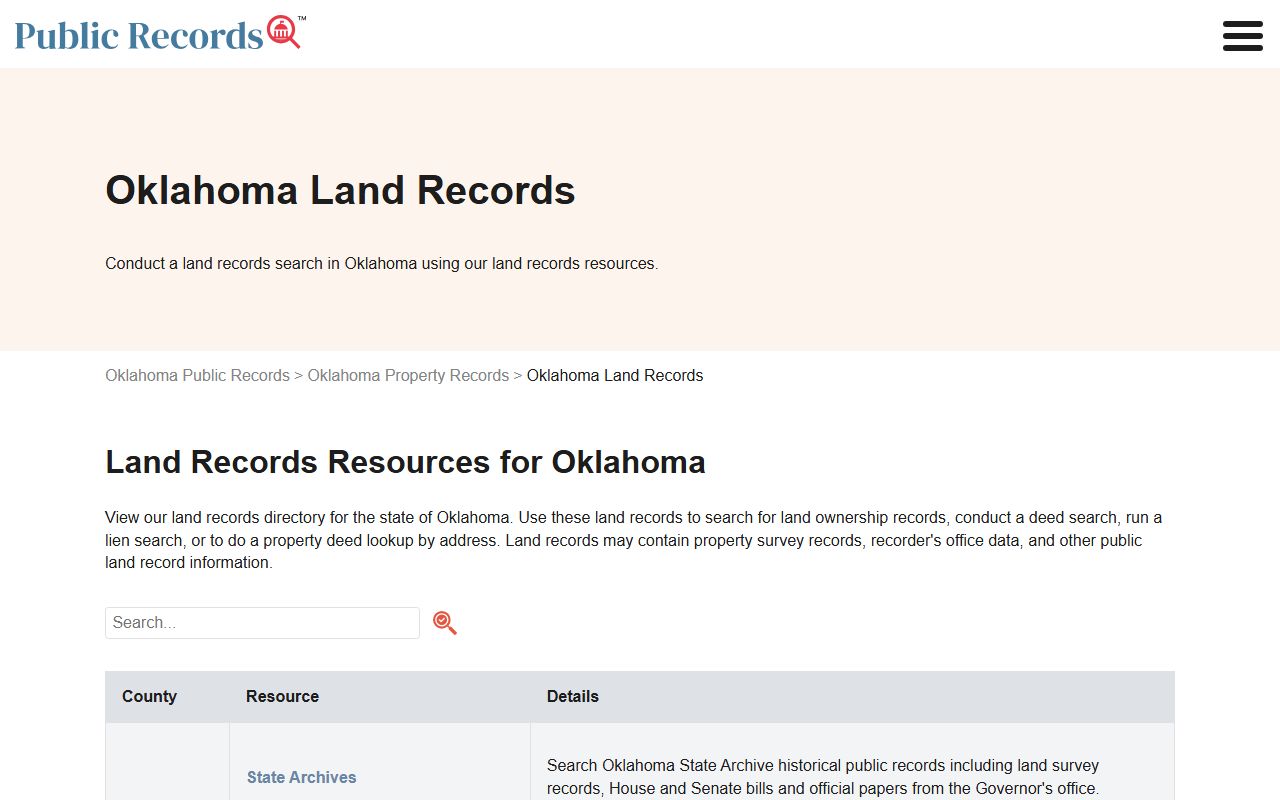 Pittsburg County land records background check search