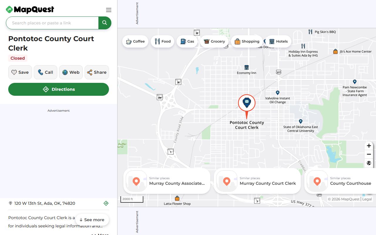 Pontotoc County Court Clerk background check records
