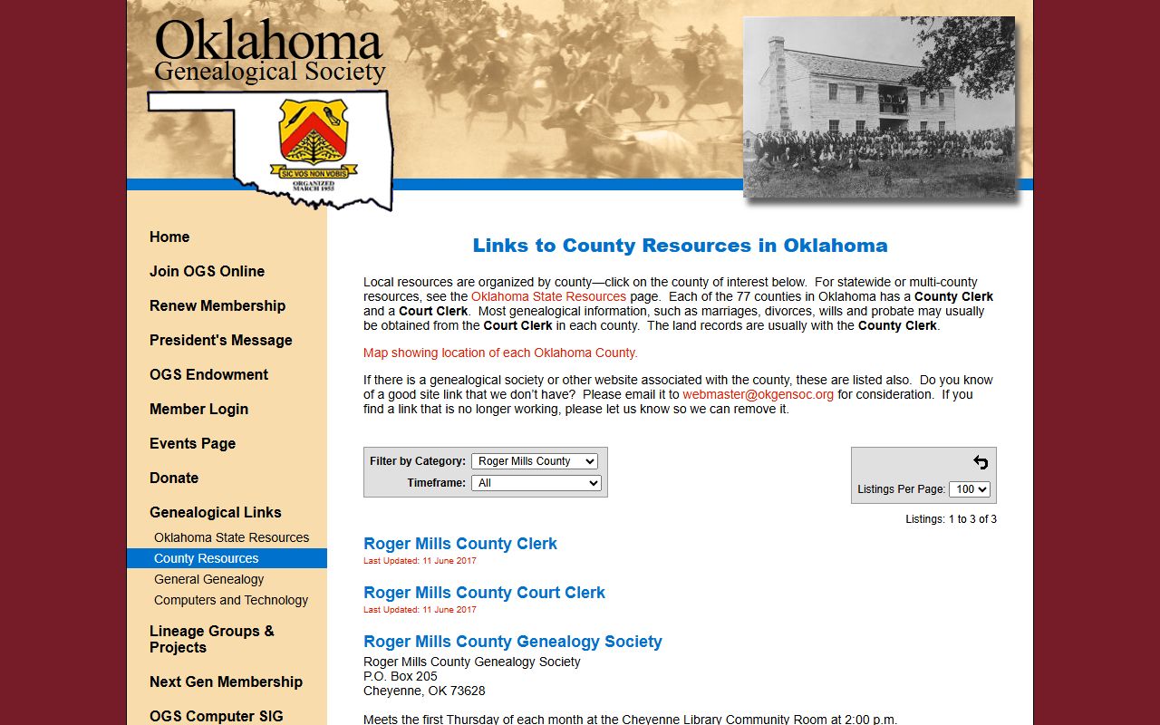 Roger Mills County court records for background check research