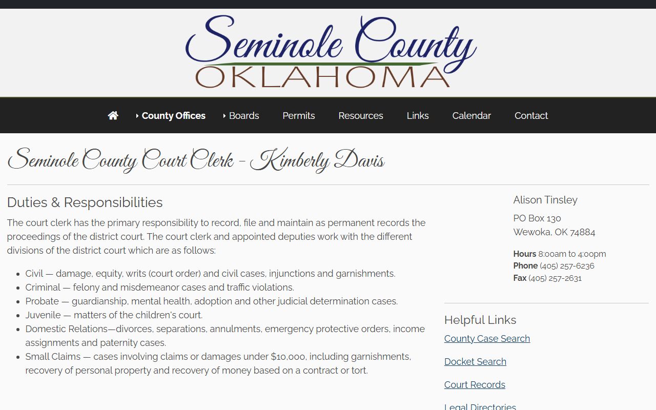 Seminole County Court Clerk background check records