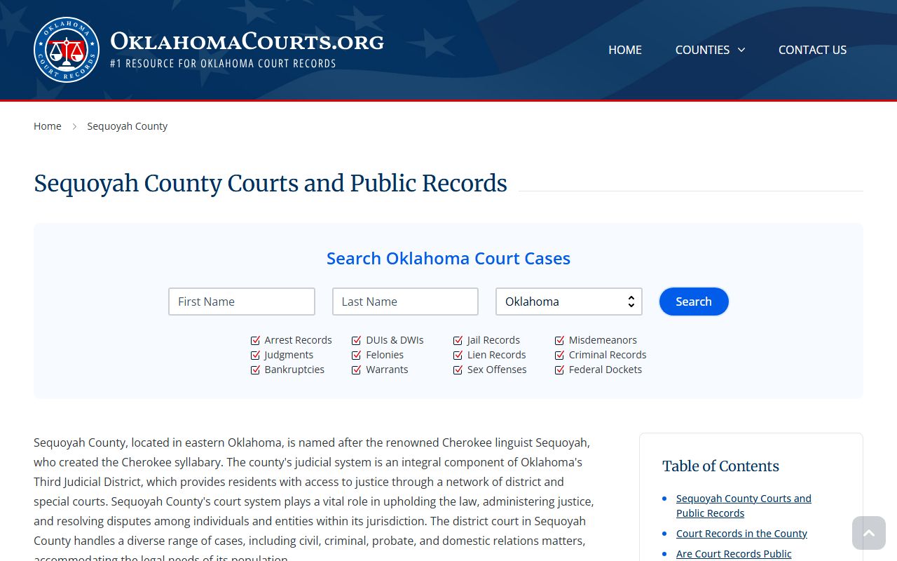 Oklahoma Courts Sequoyah County background check information