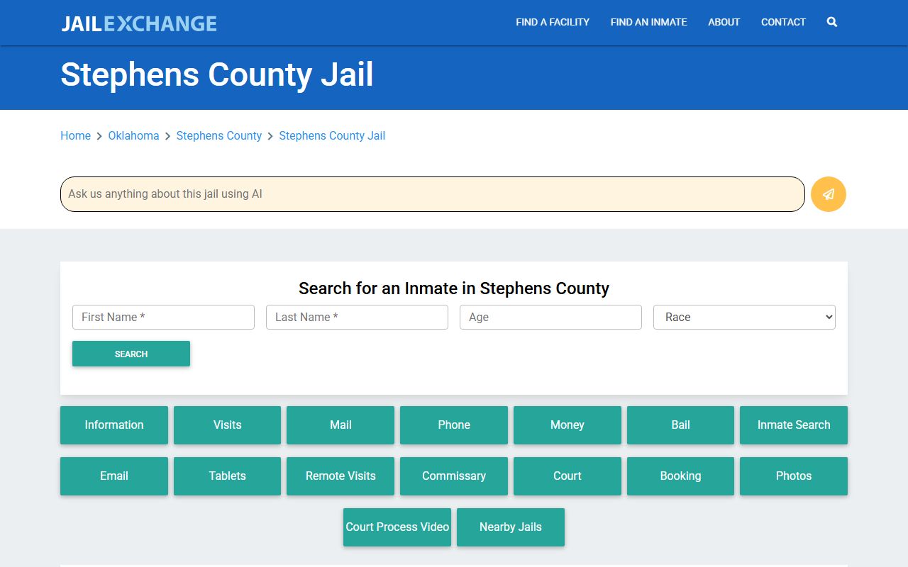 Stephens County Jail background check records
