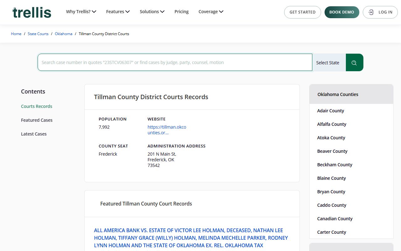 Tillman County District Court records background check